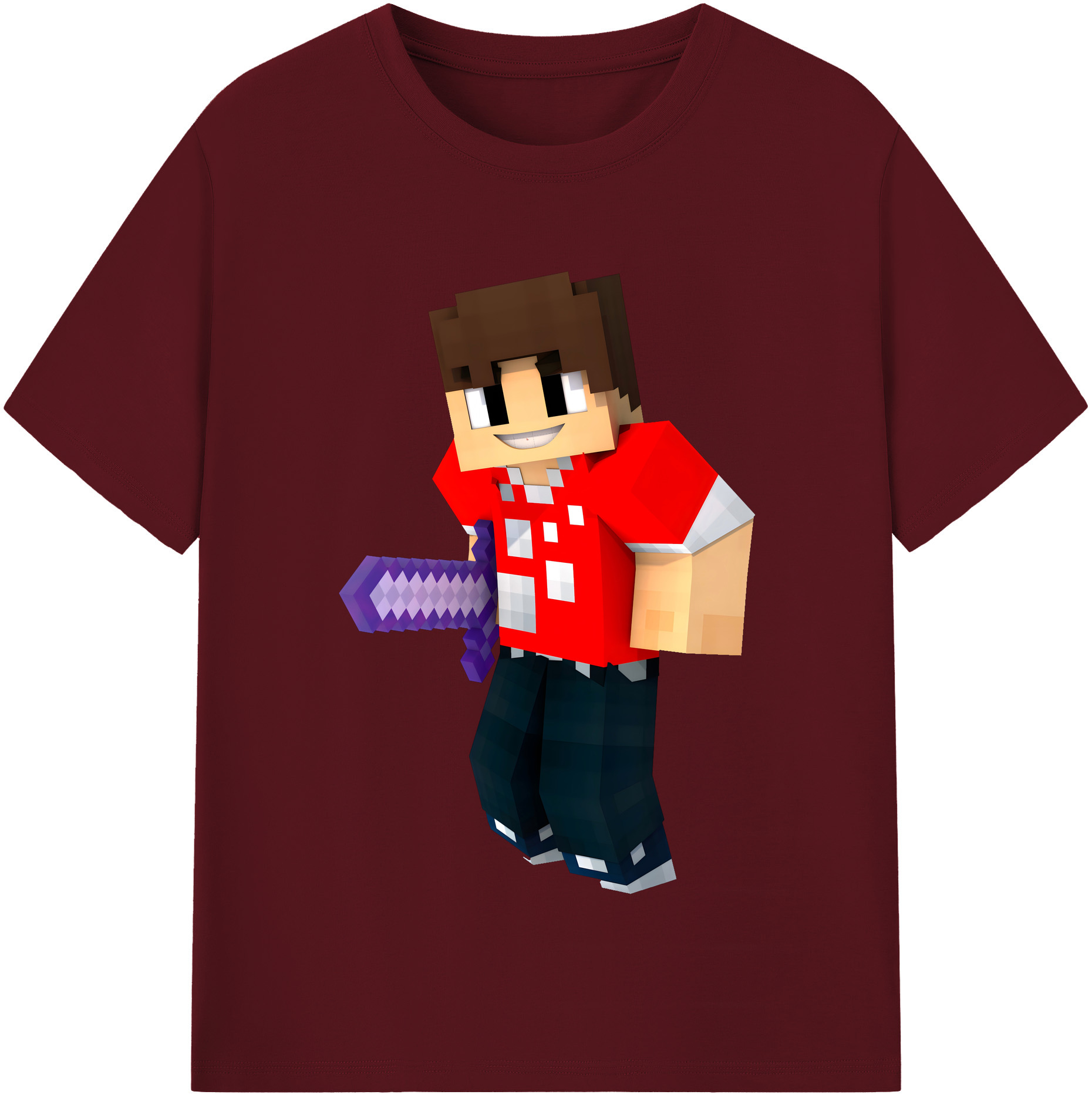 （画像用） マインクラフト ブロックの世界 Minecraft MC Block world 綿100％半袖Tシャツ（フロントプリント）